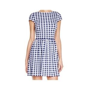 Aqua Checkerboard Mini Dress | Size XS | Navy & White Pattern